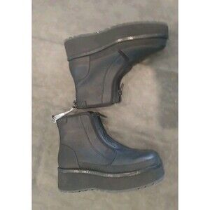 Ugg Platform Leather Boots Sz 9 Black Y2K Comfy